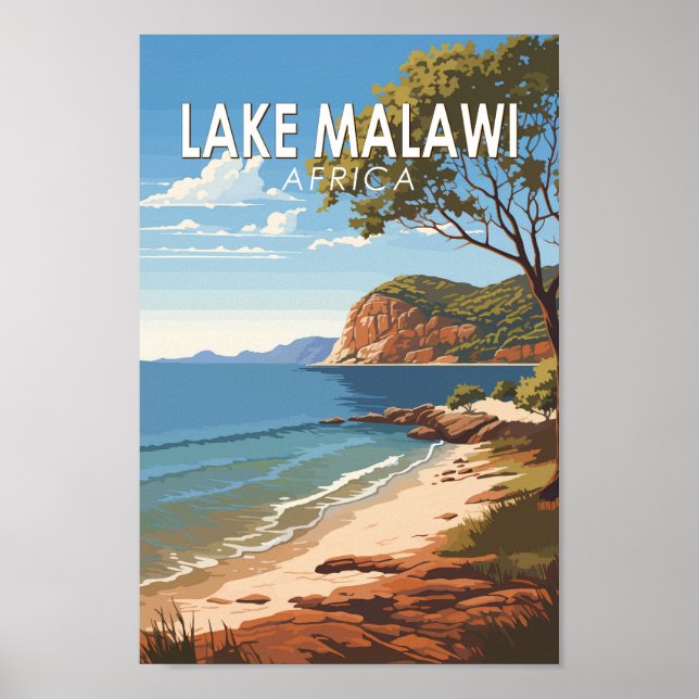 Lake Malawi Africa Travel Art Vintag Poster (Vorne)