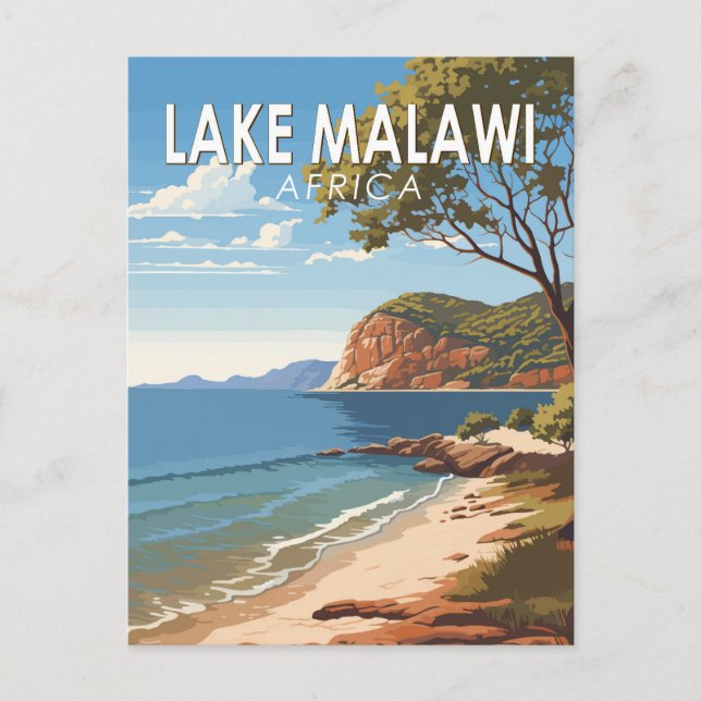 Lake Malawi Africa Travel Art Vintag Postkarte (Vorderseite)