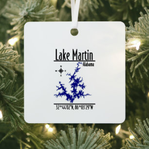 Lake Martin Alabama Blaue Nautische Metall-Quadrat Ornament Aus Metall