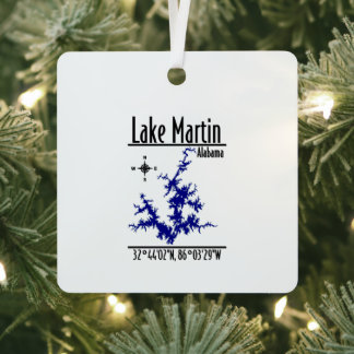 Lake Martin Alabama Blaue Nautische Metall-Quadrat Ornament Aus Metall