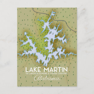 Lake Martin Alabama Reisplakat Karte. Postkarte