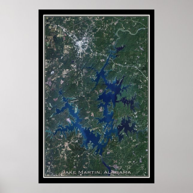 Lake Martin Alabama Satellite Poster Karte (Vorne)