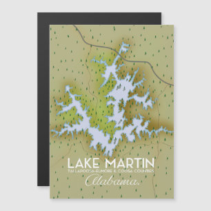 Lake Martin Alabama Travel Plakatkarte. Magnetkarte