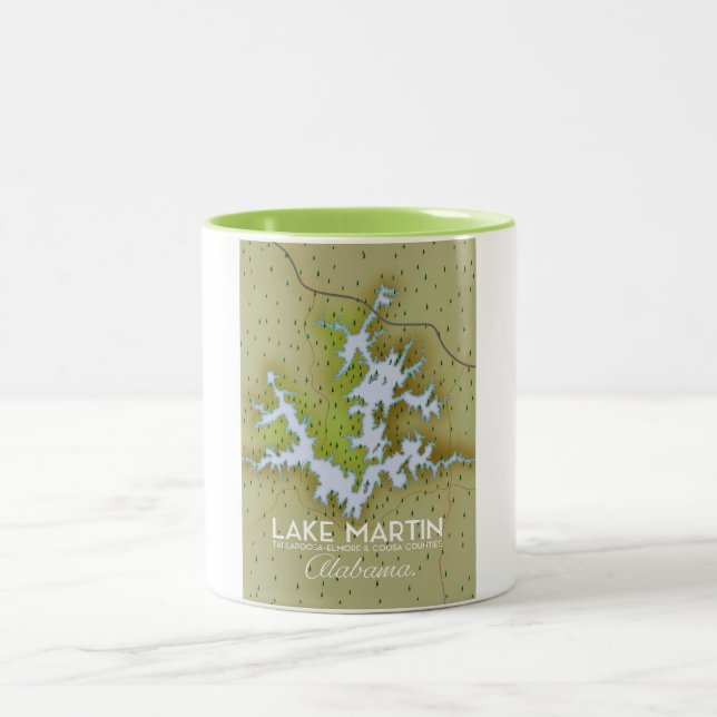 Lake Martin Alabama Travel Plakatkarte. Zweifarbige Tasse (Mittel)