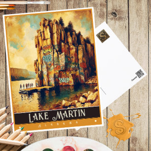 Lake Martin, Alabama   Vintage Gemälde Postkarte
