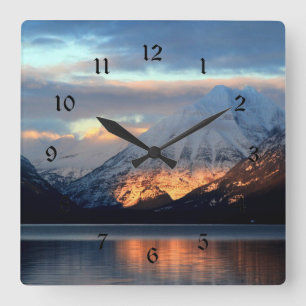 Lake McDonald, Glacier National Park Quadratische Wanduhr