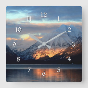 Lake McDonald, Glacier National Park Quadratische Wanduhr