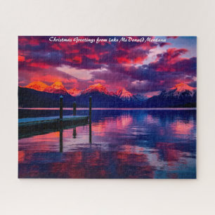 Lake McDonald Glacier Park.Weihnachtsgrüße Puzzle