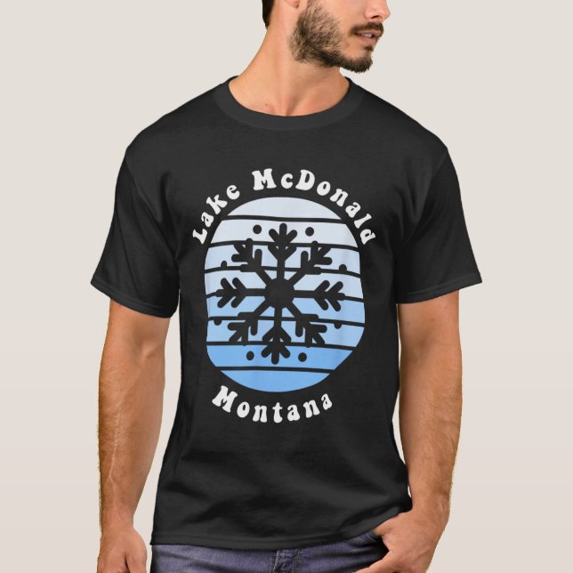 Lake Mcdonald Montana Snowflake Weihnachten Winter T-Shirt (Vorderseite)