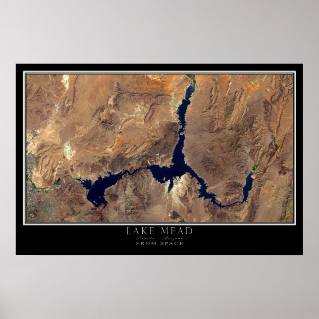 Lake Mead Nevada - Arizona Satellite Poster Karte (Vorne)