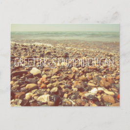 Lake Michigan Beach Rocks Shoreline Sea Postkarte