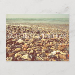 Lake Michigan Beach Rocks Shoreline Sea Postkarte