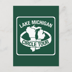 Lake Michigan Circle Tour, Sign, Wisconsin, USA Postkarte