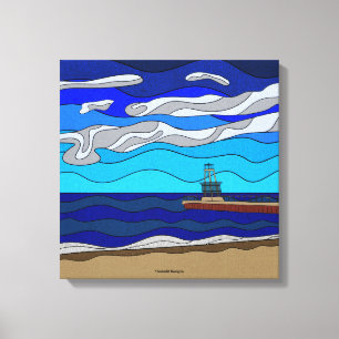 Lake Michigan - Leinwanddruck (40,6cm x 40,6cm)