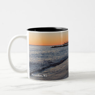 Lake michigan North shore Milwaukee bei Tagesanbru Zweifarbige Tasse