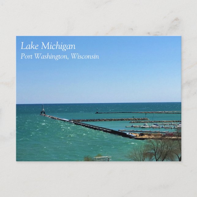 Lake Michigan, Port Washington, WI Postkarte (Vorderseite)
