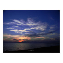 Lake Michigan Poster Blue und Orange Sunset