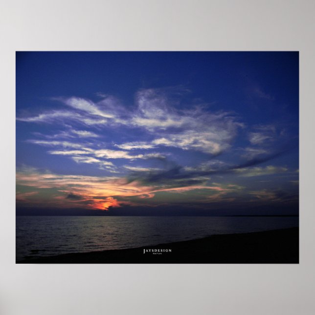 Lake Michigan Poster Blue und Orange Sunset (Vorne)