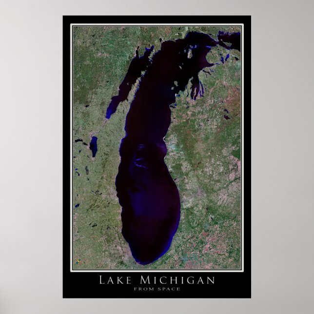 Lake Michigan Satellite Poster Karte (Vorne)