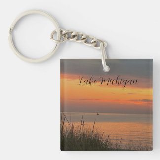 Lake Michigan Sonnenuntergangs-Abenteuer Foto-Schl Schlüsselanhänger