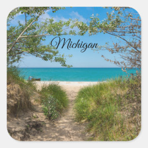 Lake Michigan Tranquility Quadratischer Aufkleber