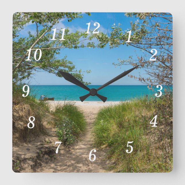 Lake Michigan Tranquility Wall Quadratische Wanduhr (Vorderseite)