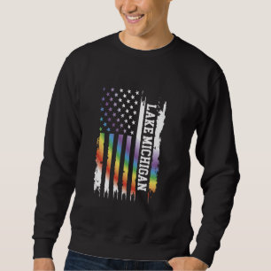 Lake Michigan United Staaten Distressed Rainbow w  Sweatshirt
