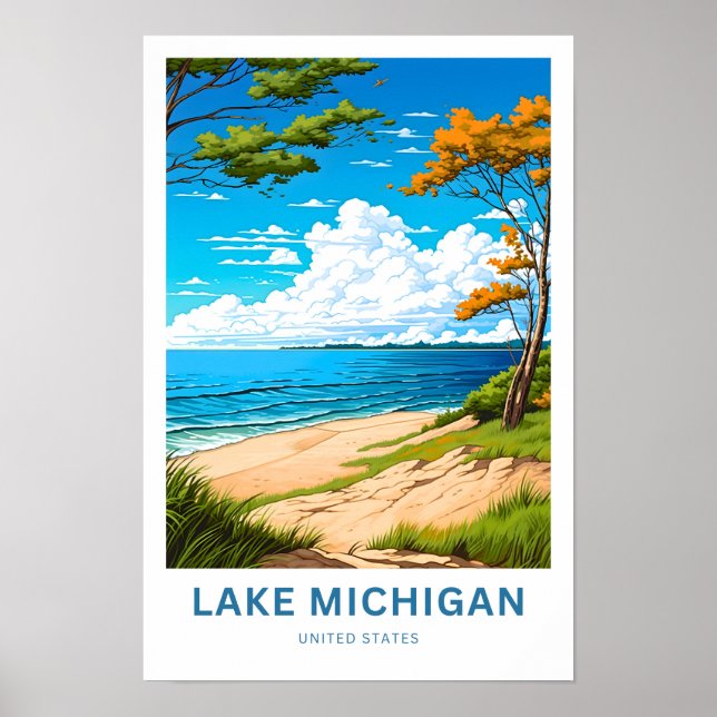 Lake Michigan United Staaten Travel Print Poster (Vorne)