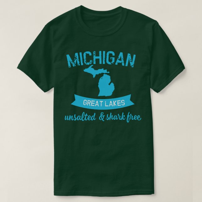 Lake Michigan Unsalted Shark Erie Huron Ontario Su T-Shirt (Design vorne)