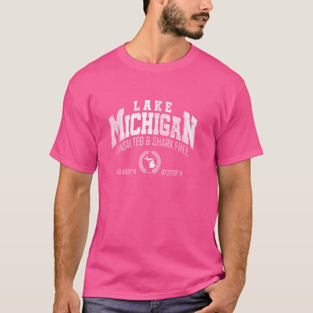 Lake Michigan Unsalted & Shark Free MI Michigan T-Shirt (Vorderseite)