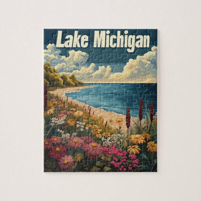 Lake Michigan Vintage Puzzle (Vertikal)