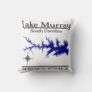 Lake Murray South Carolina Karte Koordinaten Kunst Kissen