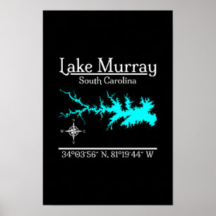 Lake Murray South Carolina Karte Koordinaten Kunst Poster