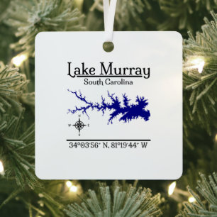Lake Murray South Carolina Metall Quadrat Kartenku Ornament Aus Metall