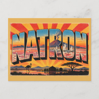 Lake Natron Flamingo Vulkan Vintage Reise Kunst Postkarte