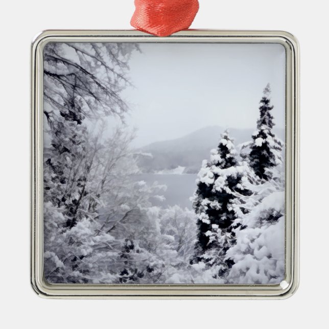 Lake Nojiri Ornament Aus Metall (Vorne)