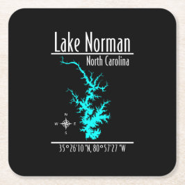 Lake Norman North Carolina Karte Koordinaten Unter Rechteckiger Pappuntersetzer