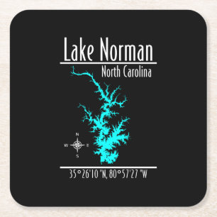 Lake Norman North Carolina Karte Koordinaten Unter Rechteckiger Pappuntersetzer