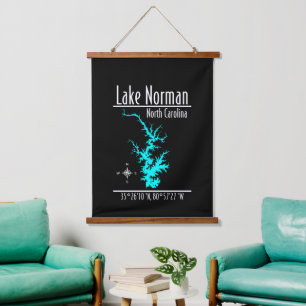 Lake Norman North Carolina See Karte Wandteppich Mit Holzrahmen