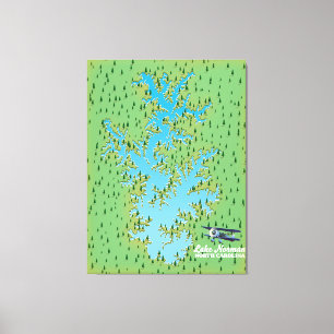 Lake Norman South Carolina Retro-Karte Leinwanddruck
