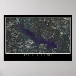 Lake O' The Pines Texas Satellite Poster Karte