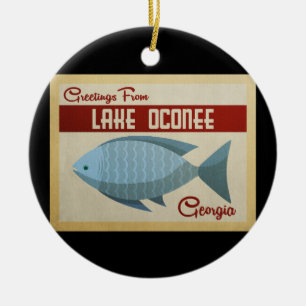Lake Oconee Georgia Blue Fish Vintage Reise Keramik Ornament