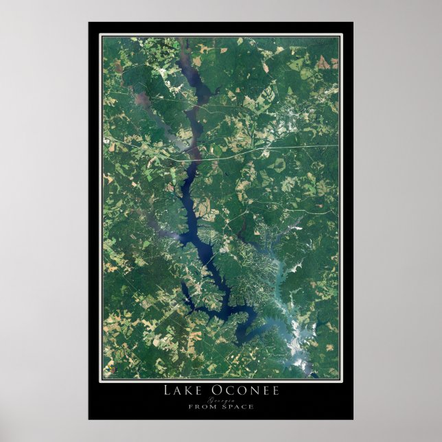 Lake Oconee Georgia Satellite Poster Karte (Vorne)