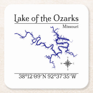 Lake of the Ozarks Missouri Karte Papier Untersetz Rechteckiger Pappuntersetzer