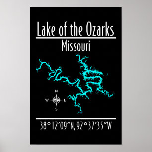 Lake of the Ozarks Missouri Koordinaten Karte Post Poster