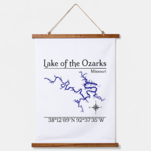 Lake of the Ozarks Missouri Wandteppich mit Karte Holzrahmen
