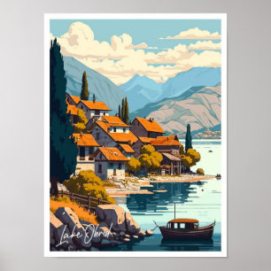 Lake Ohrid Travel Vintage Abbildung Poster