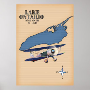 Lake Ontario USA Kanada Karte Poster