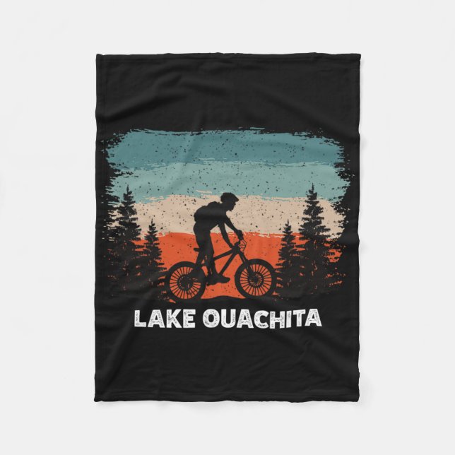 Lake Ouachita Mountain Biking Sunset Retro Vintage Fleecedecke (Vorderseite)