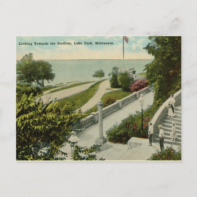 Lake Park, Milwaukee Vintag Postkarte (Vorderseite)